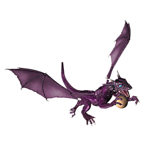 <b>Violett</b> ist ein Drachenkind. Nun ist der richtige Moment, dem Kleinen Fliegen, Feuerspucken usw. beizubringen.